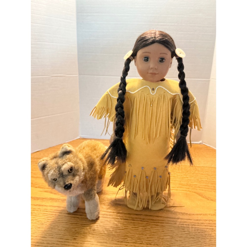 American Girl Kaya Doll with Tatlo Dog Plush Historical Native American Outfit